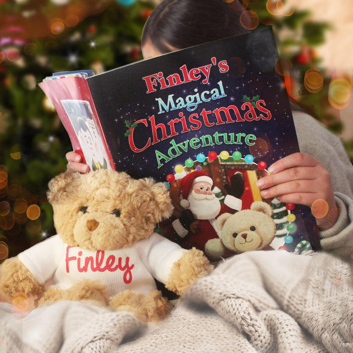 Buy Personalised Magical Christmas Adventure Story Book and Personalised Teddy Bear at www.giftsfinder.co.uk