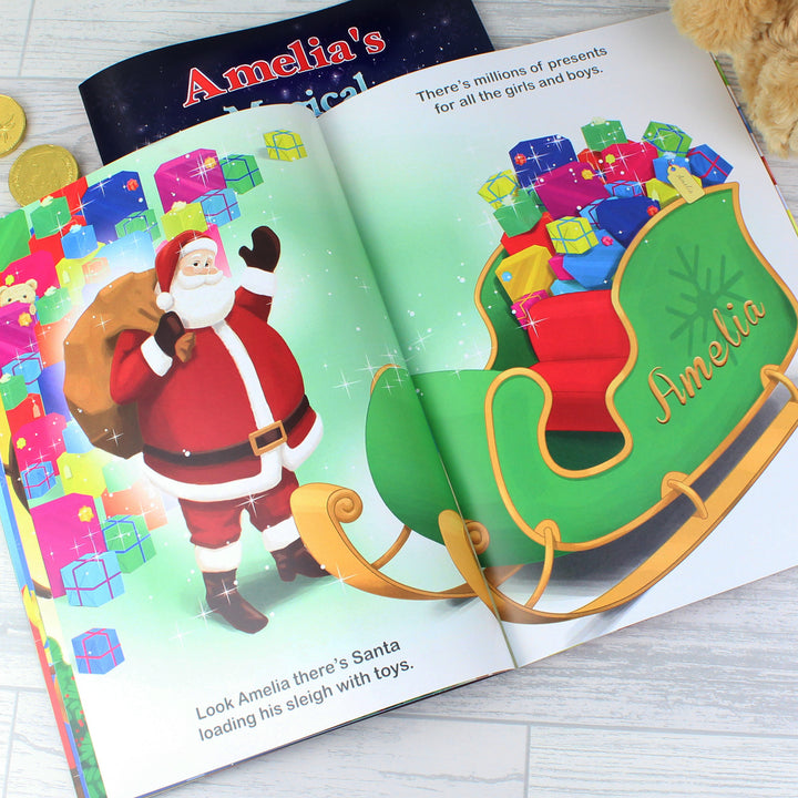 Buy Personalised Magical Christmas Adventure Story Book and Personalised Teddy Bear at www.giftsfinder.co.uk