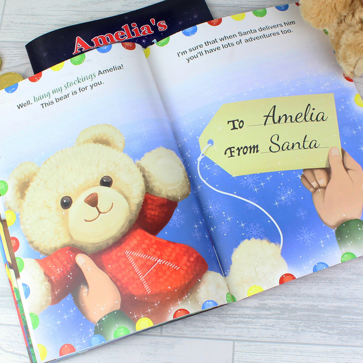 Buy Personalised Magical Christmas Adventure Story Book and Personalised Teddy Bear at www.giftsfinder.co.uk