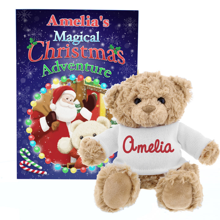 Buy Personalised Magical Christmas Adventure Story Book and Personalised Teddy Bear at www.giftsfinder.co.uk