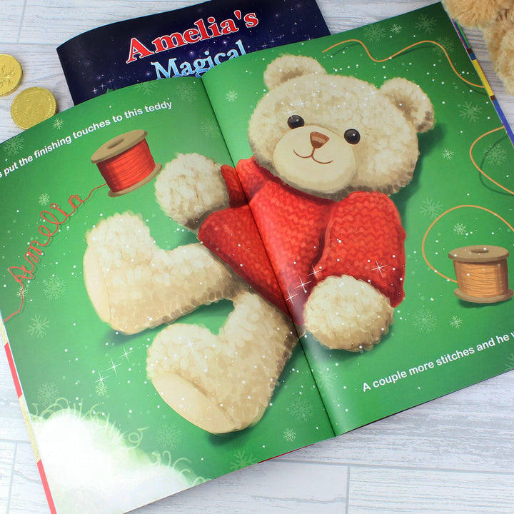 Buy Personalised Magical Christmas Adventure Story Book and Personalised Teddy Bear at www.giftsfinder.co.uk