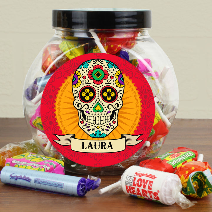 Buy Personalised Sugar Skull Sweet Jar at www.giftsfinder.co.uk