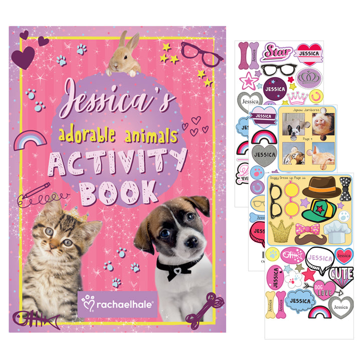 Buy Personalised Rachael Hale Adorable Animals Activity Book With Stickers at www.giftsfinder.co.uk