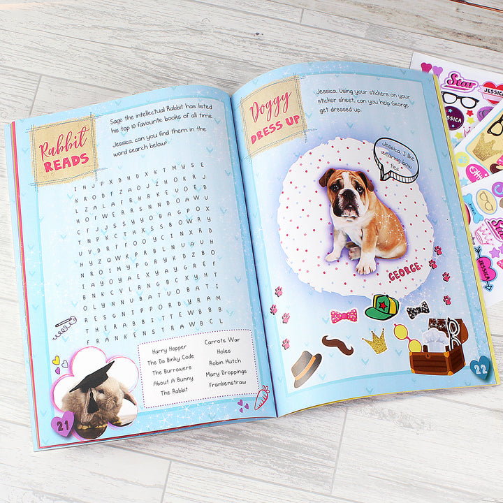 Buy Personalised Rachael Hale Adorable Animals Activity Book With Stickers at www.giftsfinder.co.uk