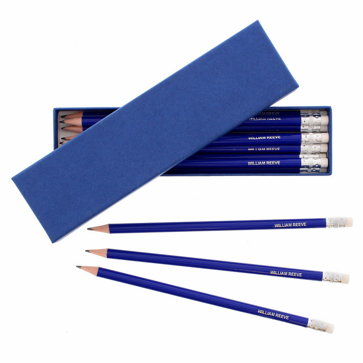 Buy Personalised Box of 12 Blue HB Pencils available now at www.giftsfinder.co.uk