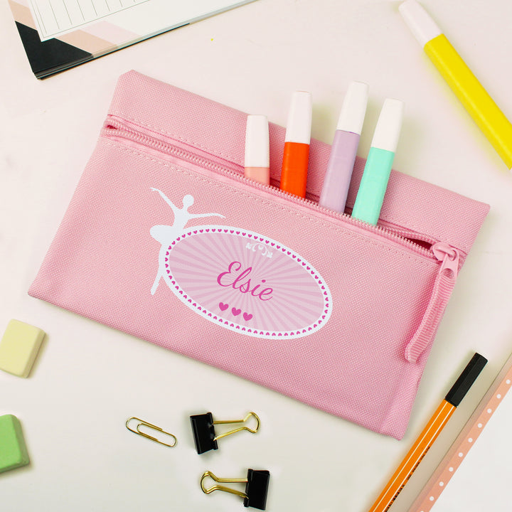 Buy Personalised Ballerina Pink Pencil Case available now at www.giftsfinder.co.uk