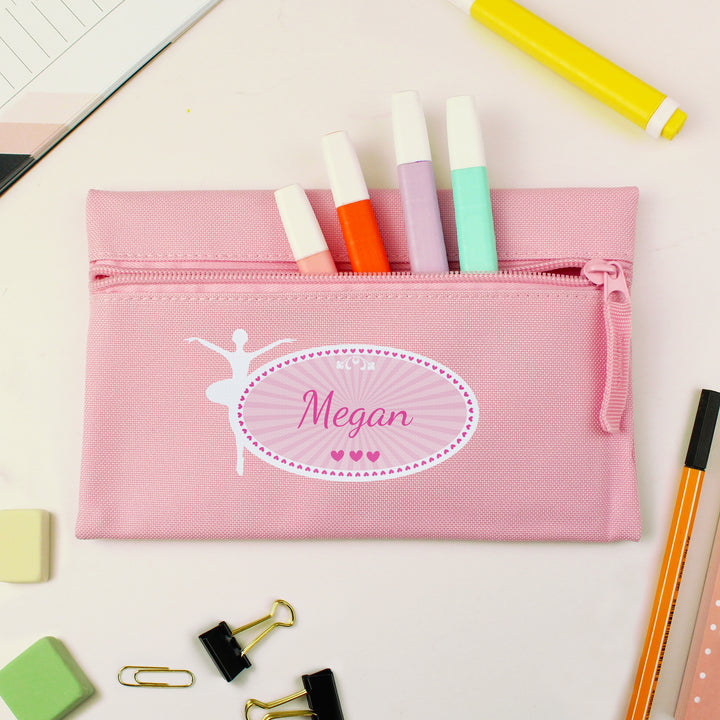 Buy Personalised Ballerina Pink Pencil Case available now at www.giftsfinder.co.uk