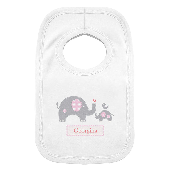 Buy Personalised Pink Elephant 0-3 Months Baby Bib at www.giftsfinder.co.uk