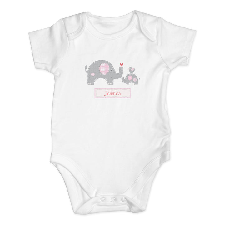 Buy Personalised Pink Elephant 0-3 Months Baby Vest at www.giftsfinder.co.uk