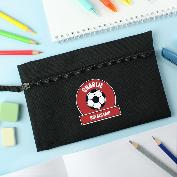 Personalised Red Football Fan Pencil Case in gift category Personalised Pencil Cases