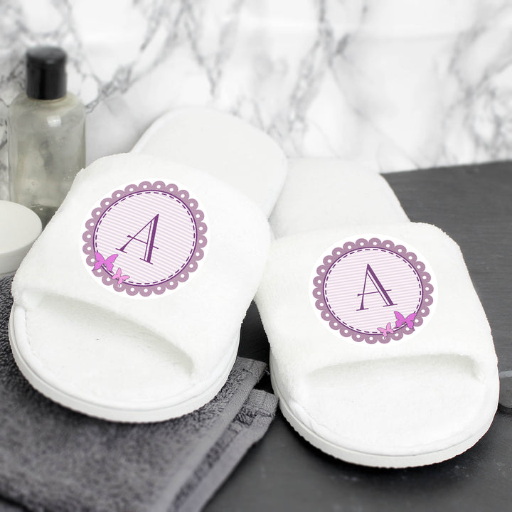 Buy Personalised Butterfly Initial Velour Slippers available now at www.giftsfinder.co.uk