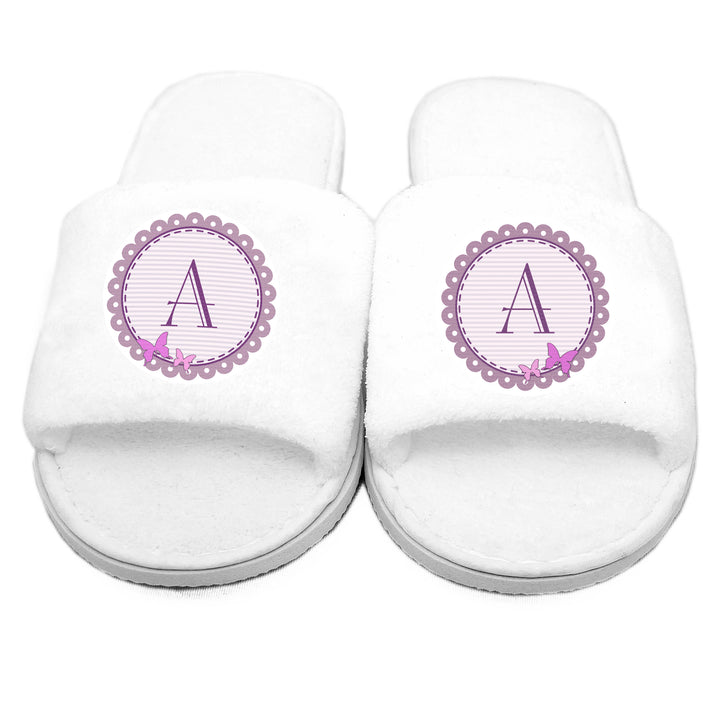 Buy Personalised Butterfly Initial Velour Slippers available now at www.giftsfinder.co.uk