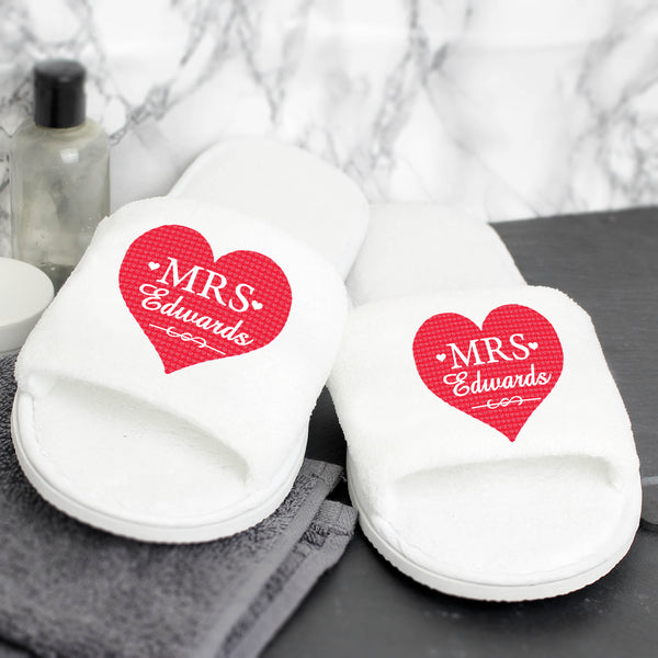 Buy Personalised Mrs Velour Slippers at www.giftsfinder.co.uk