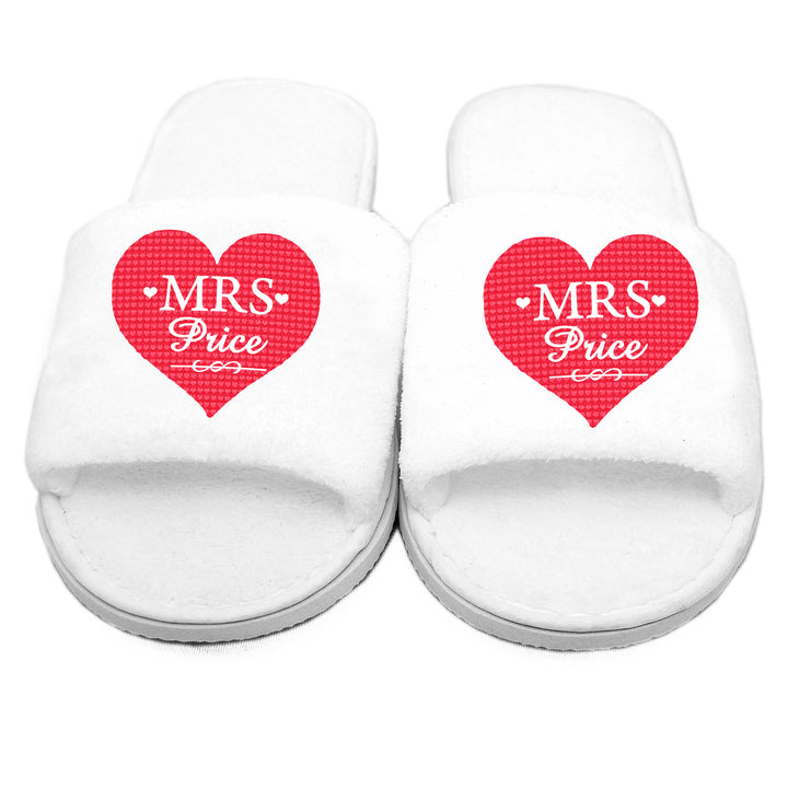 Buy Personalised Mrs Velour Slippers at www.giftsfinder.co.uk