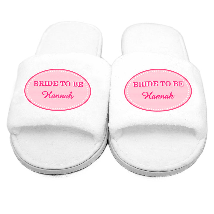 Buy Personalised Pink Oval Velour Slippers at www.giftsfinder.co.uk