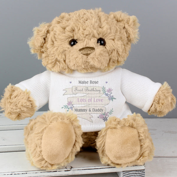 Buy Personalised Garden Bloom Message Teddy Bear available now at www.giftsfinder.co.uk