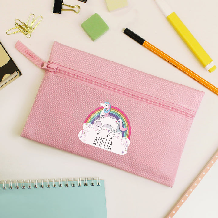 Buy Personalised Unicorn Pink Pencil Case at www.giftsfinder.co.uk