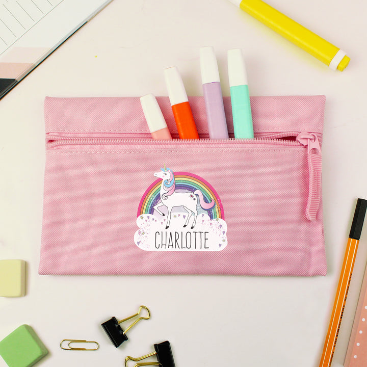 Buy Personalised Unicorn Pink Pencil Case at www.giftsfinder.co.uk