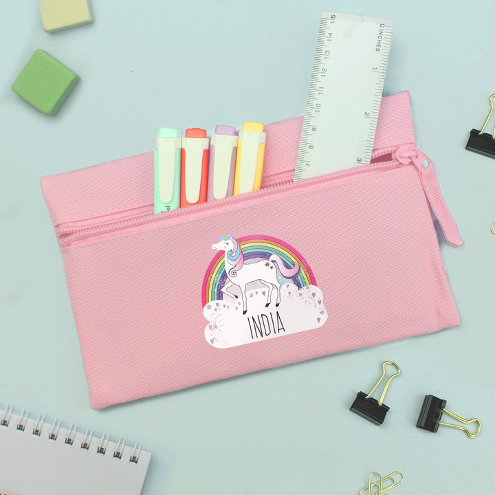 Buy Personalised Unicorn Pink Pencil Case at www.giftsfinder.co.uk