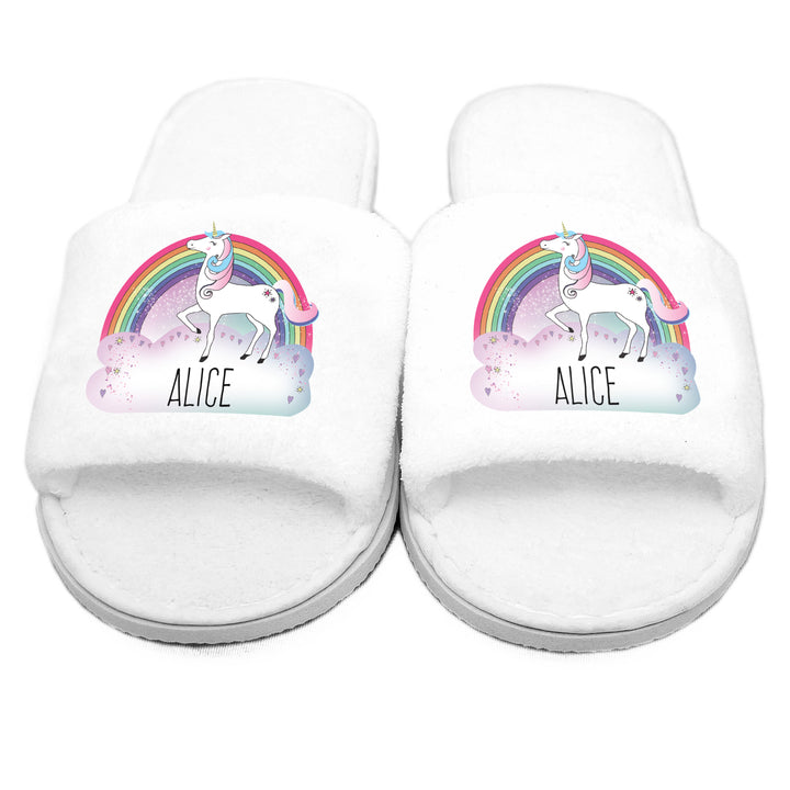 Buy Personalised Unicorn Velour Slippers at www.giftsfinder.co.uk