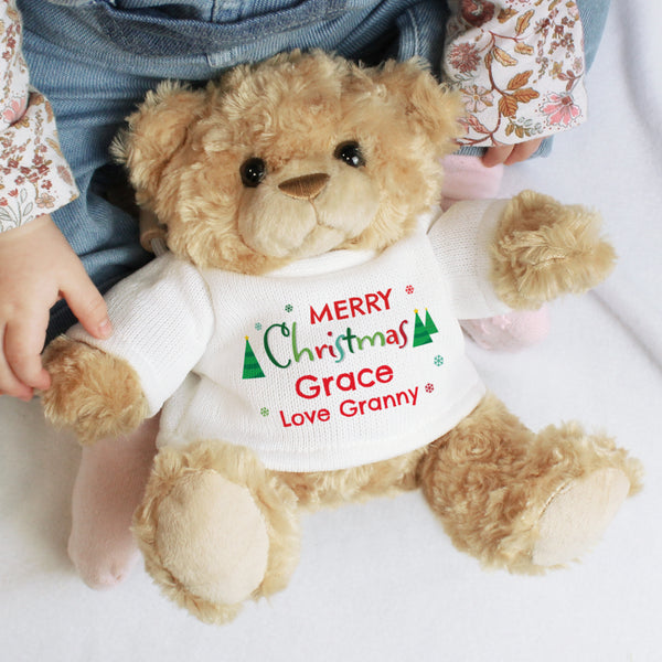 Buy Personalised Merry Christmas Teddy Bear at www.giftsfinder.co.uk