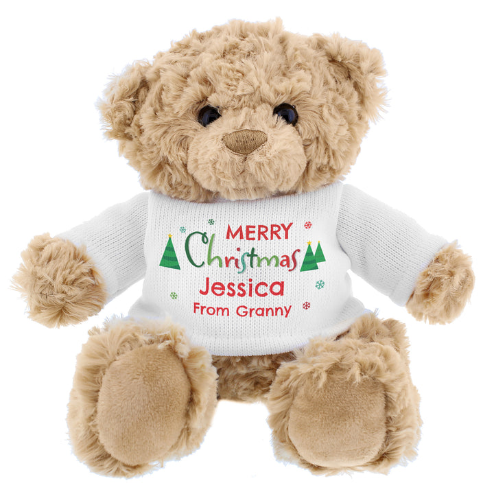 Buy Personalised Merry Christmas Teddy Bear at www.giftsfinder.co.uk