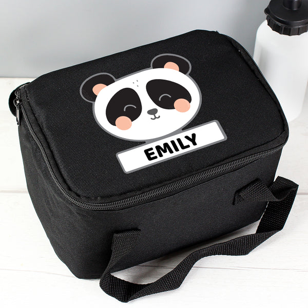 Buy Personalised Panda Black Lunch Bag at www.giftsfinder.co.uk