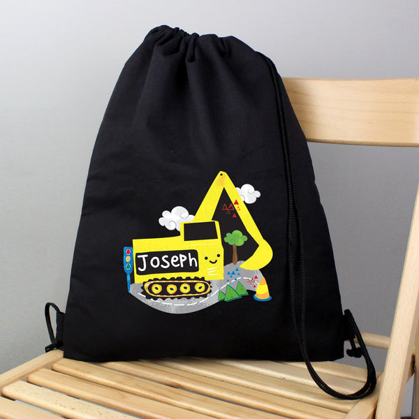 Buy Personalised Digger Black Kit Bag available now at www.giftsfinder.co.uk