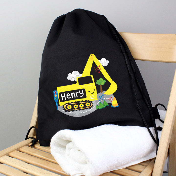 Buy Personalised Digger Black Kit Bag available now at www.giftsfinder.co.uk