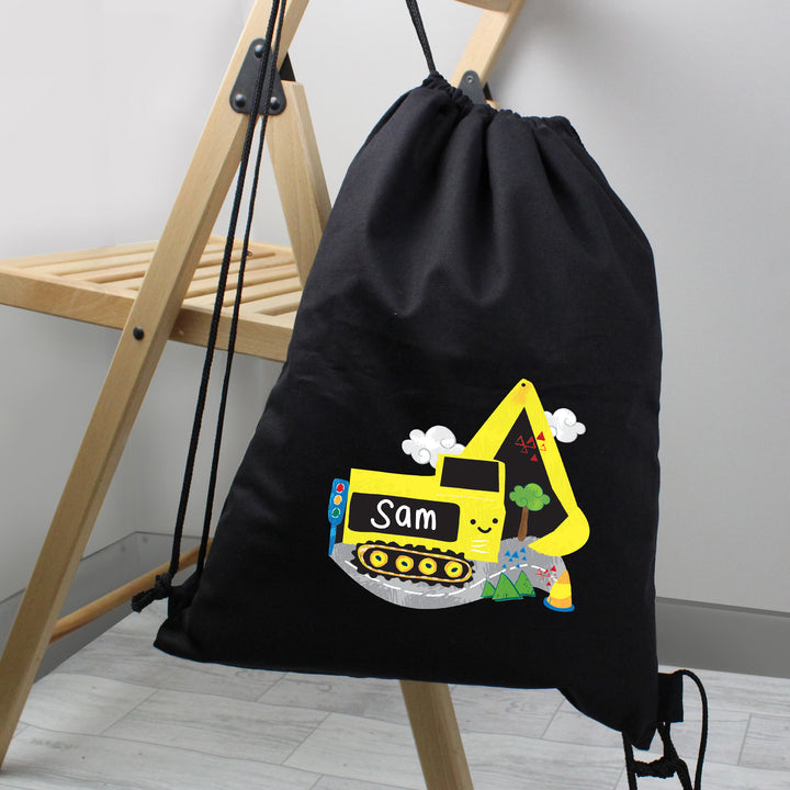 Buy Personalised Digger Black Kit Bag available now at www.giftsfinder.co.uk