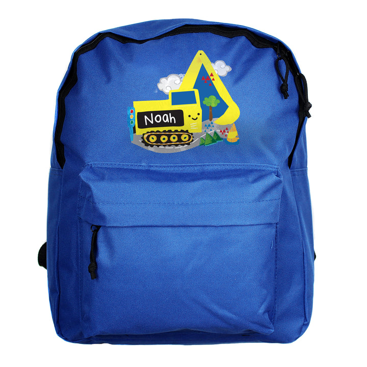 Buy Personalised Digger Blue Backpack available now at www.giftsfinder.co.uk