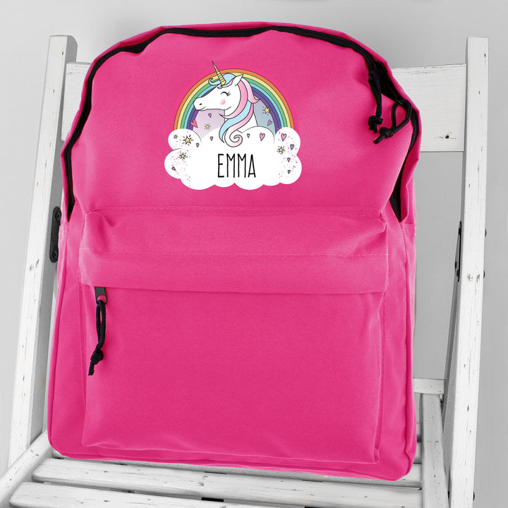 Buy Personalised Unicorn Pink Backpack at www.giftsfinder.co.uk