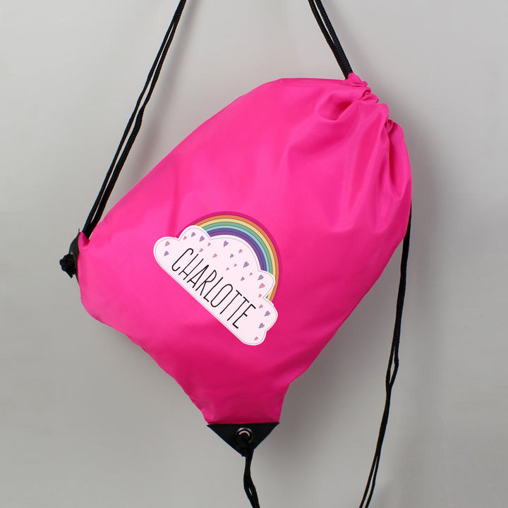 Personalised Rainbow Pink Swim & Kit Bag - part of the Gifts Finder Personalised Kit Bags collection