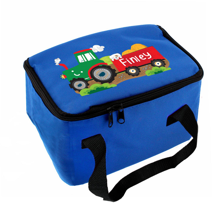 Buy Personalised Tractor Blue Lunch Bag at www.giftsfinder.co.uk