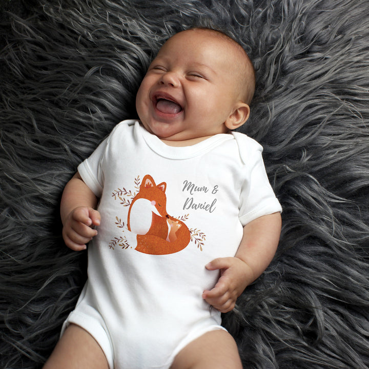 Buy Personalised Mummy and Me Fox 0-3 Months Baby Vest at www.giftsfinder.co.uk