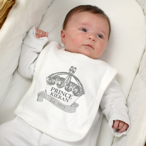 Buy Personalised Royal Crown Bib at www.giftsfinder.co.uk