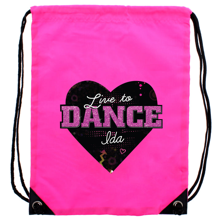 Buy Personalised 'Live to Dance' Pink Kit Bag at www.giftsfinder.co.uk