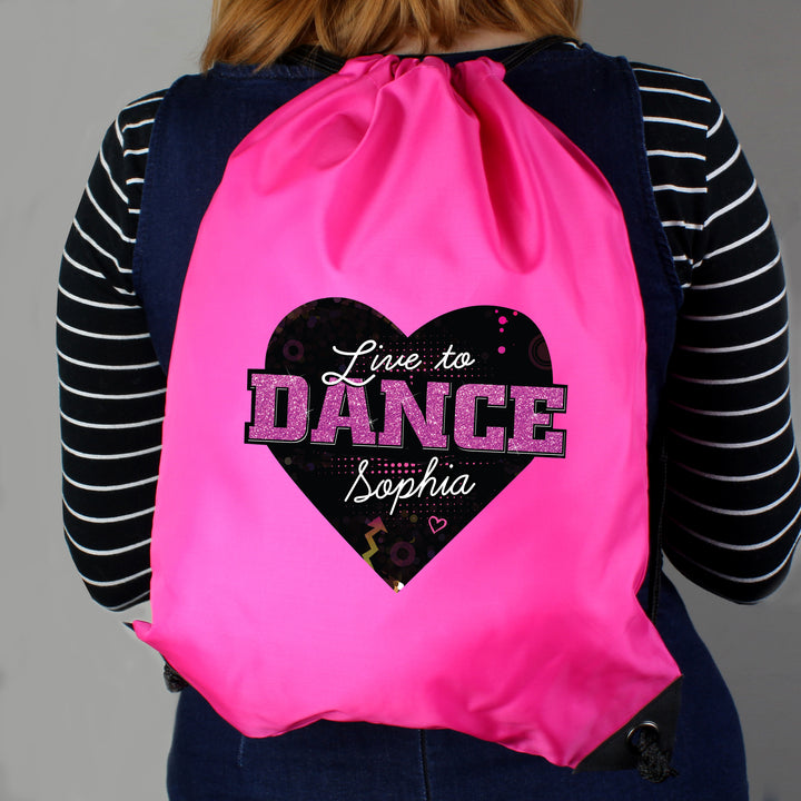 Buy Personalised 'Live to Dance' Pink Kit Bag at www.giftsfinder.co.uk