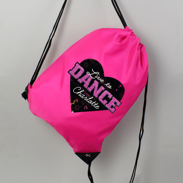 Buy Personalised 'Live to Dance' Pink Kit Bag at www.giftsfinder.co.uk