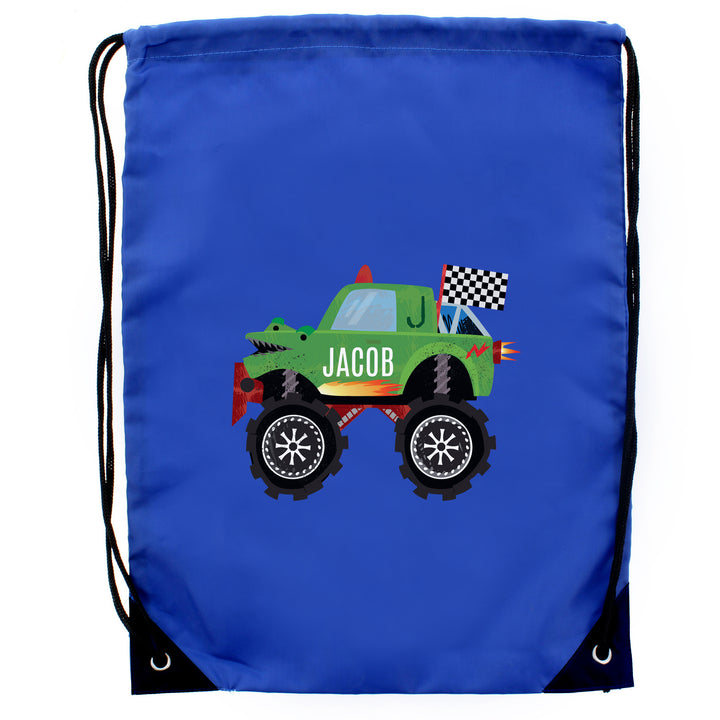 Personalised Monster Truck Blue Kit Bag - part of the Gifts Finder Personalised Kit Bags collection