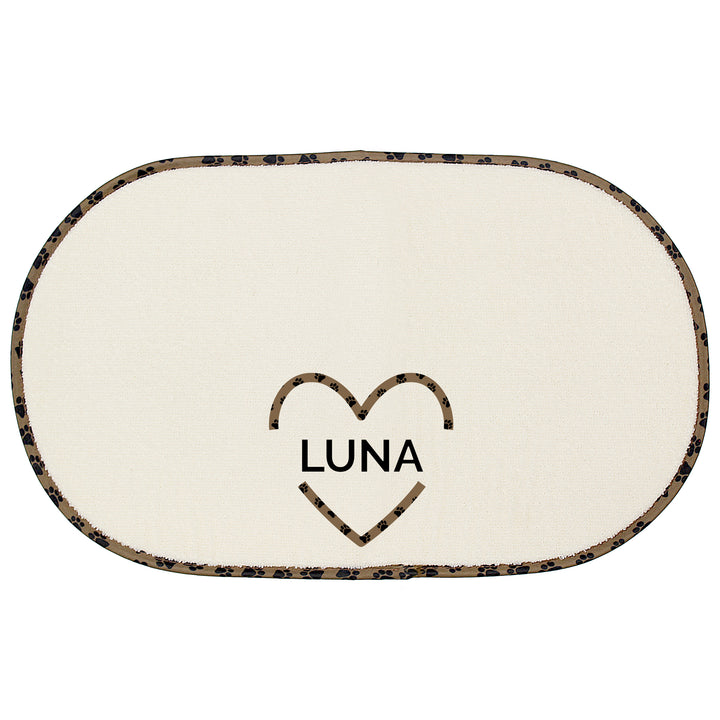 Personalised Love Heart Pet Bowl Placemat - part of the Gifts Finder Personalised Pet Bowls collection