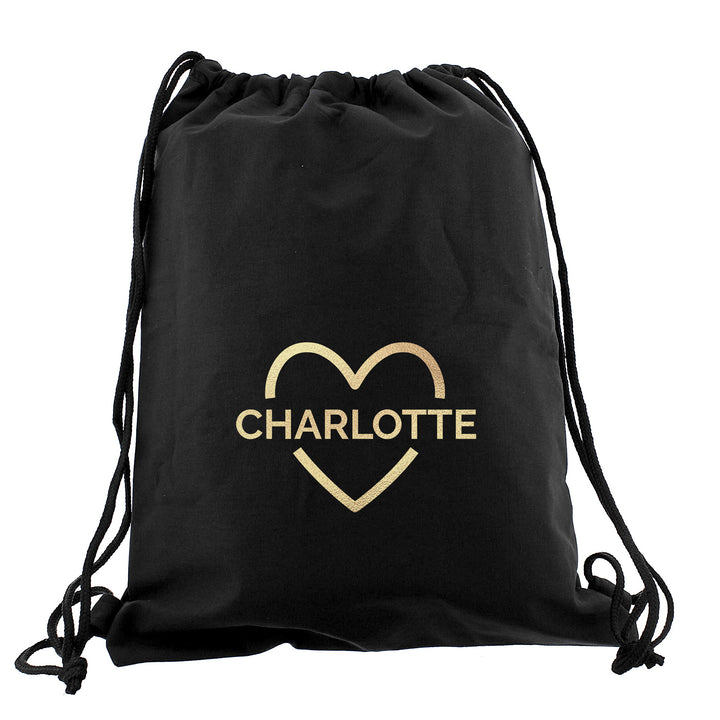 Personalised Gold Heart Swim & Kit Bag - part of the Gifts Finder Personalised Kit Bags collection