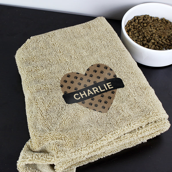 Buy Personalised Heart Brown Microfiber Pet Towel at www.giftsfinder.co.uk