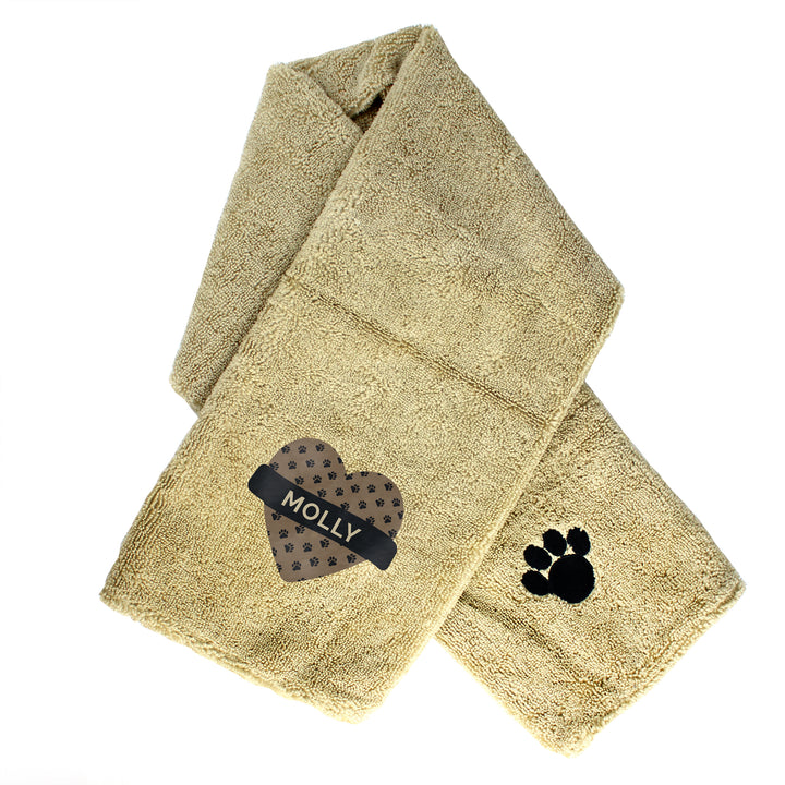 Buy Personalised Heart Brown Microfiber Pet Towel at www.giftsfinder.co.uk