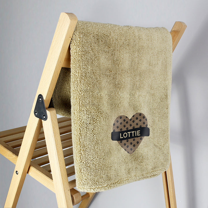 Buy Personalised Heart Brown Microfiber Pet Towel at www.giftsfinder.co.uk