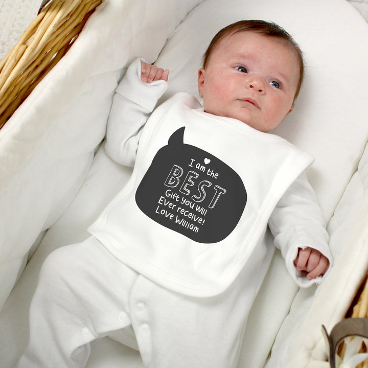 Buy Personalised Speech Bubble Bib at www.giftsfinder.co.uk