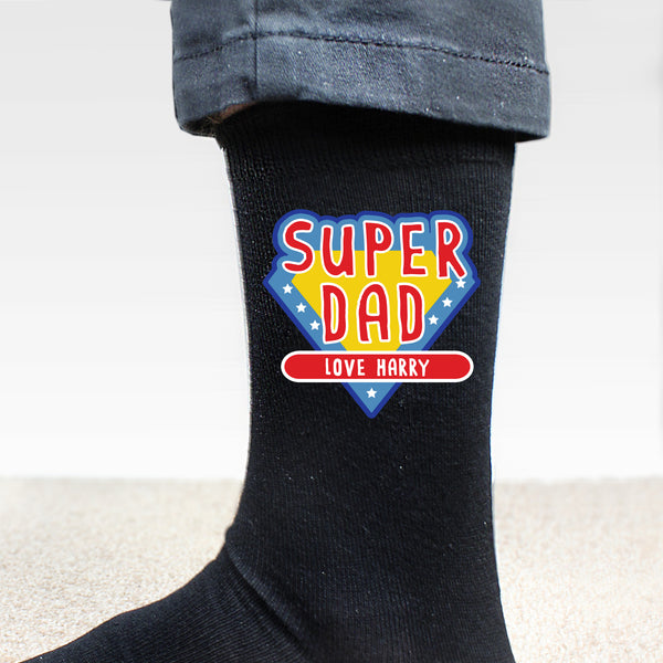 Buy Personalised Super Dad Mens Socks at www.giftsfinder.co.uk