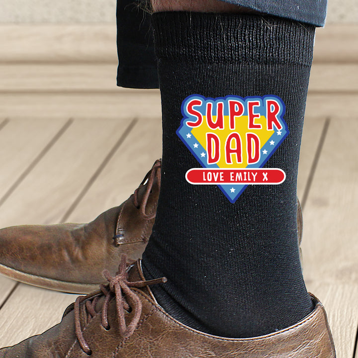 Personalised Super Dad Mens Socks - part of the Gifts Finder Personalised Socks collection