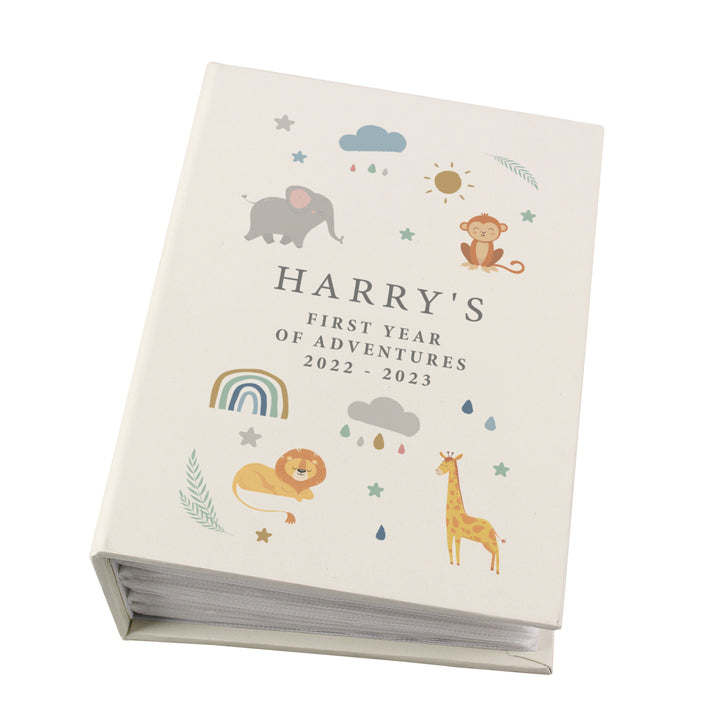 Personalised Safari Animals 6x4 Photo Album with Sleeves in gift category Personalised Photo Albums