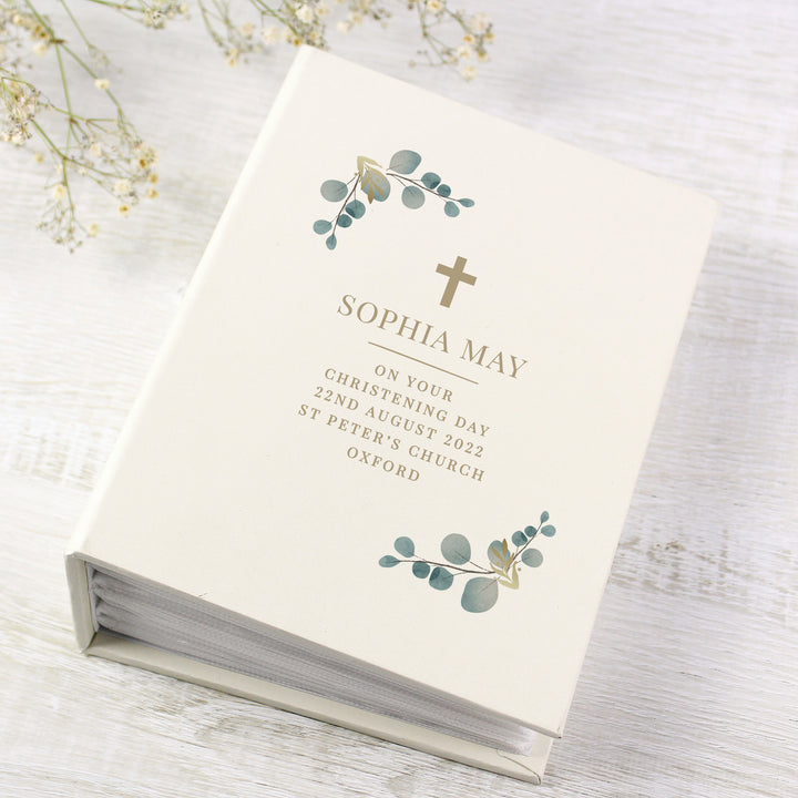 Buy Personalised Botanical Cross 6x4 Photo Album with Sleeves available now at www.giftsfinder.co.uk